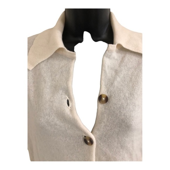 Free People paloma‎ cream 100% cashmere button front grandpa slouchy cardigan XS - Picture 4 of 14